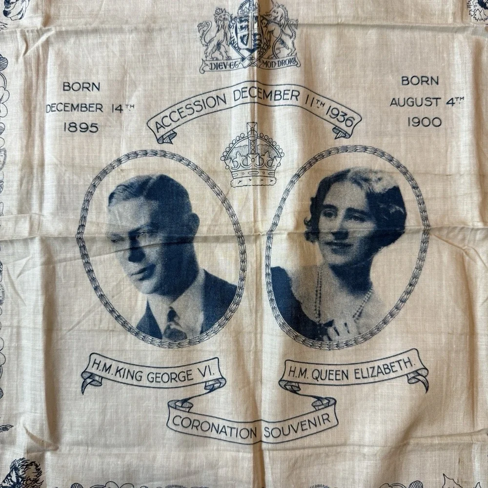 1936 Accession of King George VI Fabric‎ Wall Hanging Souvenir Vintage